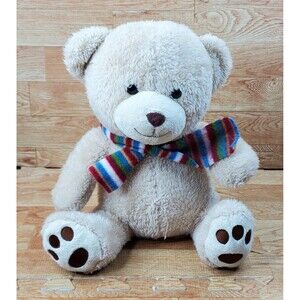 Go! Games Frankie Striped Scarf Promo Teddy Bear Tan 12" Plush Stuffed Animal